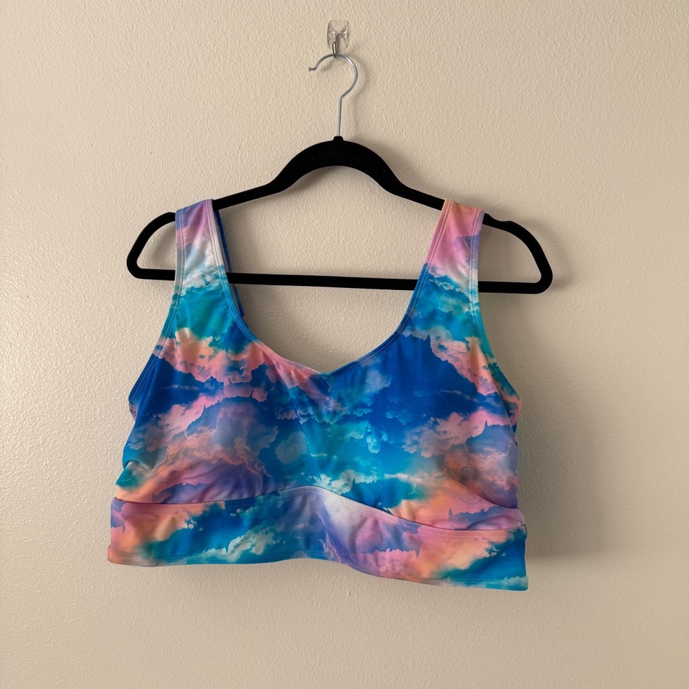 Torrid Blue and Pink Sleeveless Crop Tank Top
